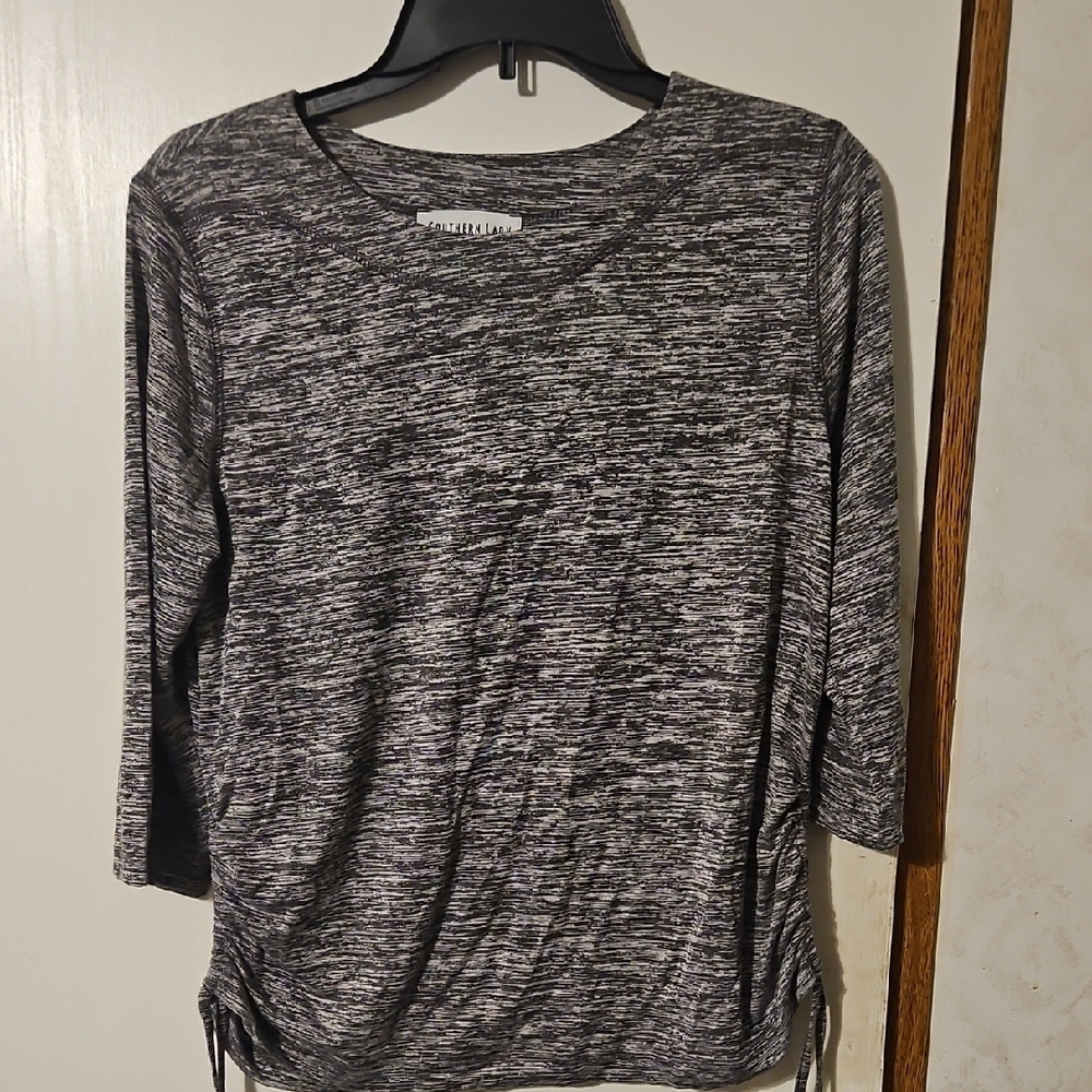 Southern Lady Charcoal Long Sleeve Top